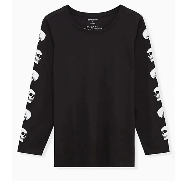 Torrid Skull Head Long Sleeve Slim Fit Tee - Picture 3 of 7